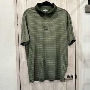 Glacier Performance Mens XLPolo Shirt Green Striped Golf Short Sleeve Active
